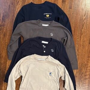 Abercrombie Kids Bundle of Long Sleeve Shirt Set - Navy, Gray, Beige